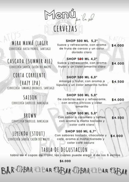 Kattos bar меню