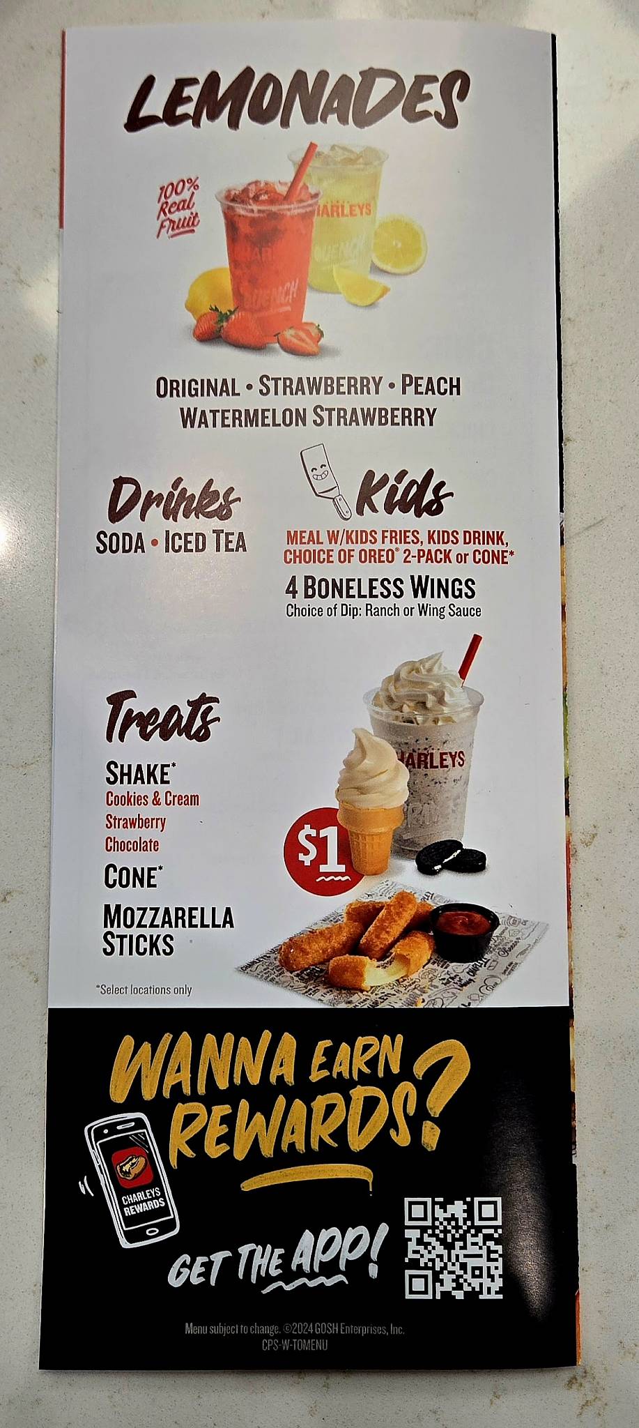 Charleys Cheesesteaks меню