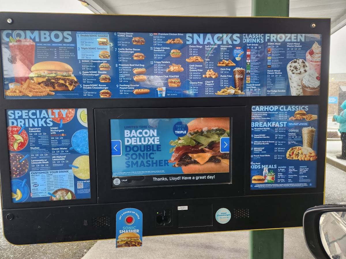 Sonic Drive-In меню