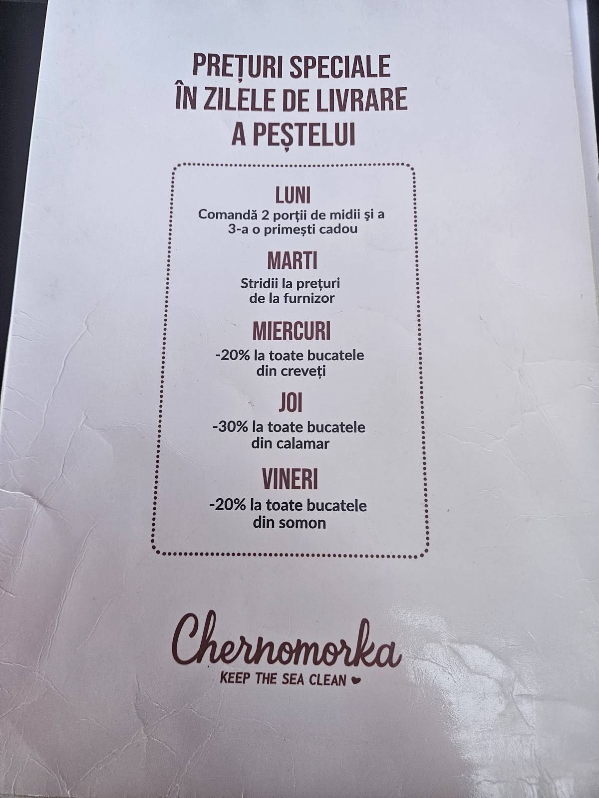 Chernomorka меню