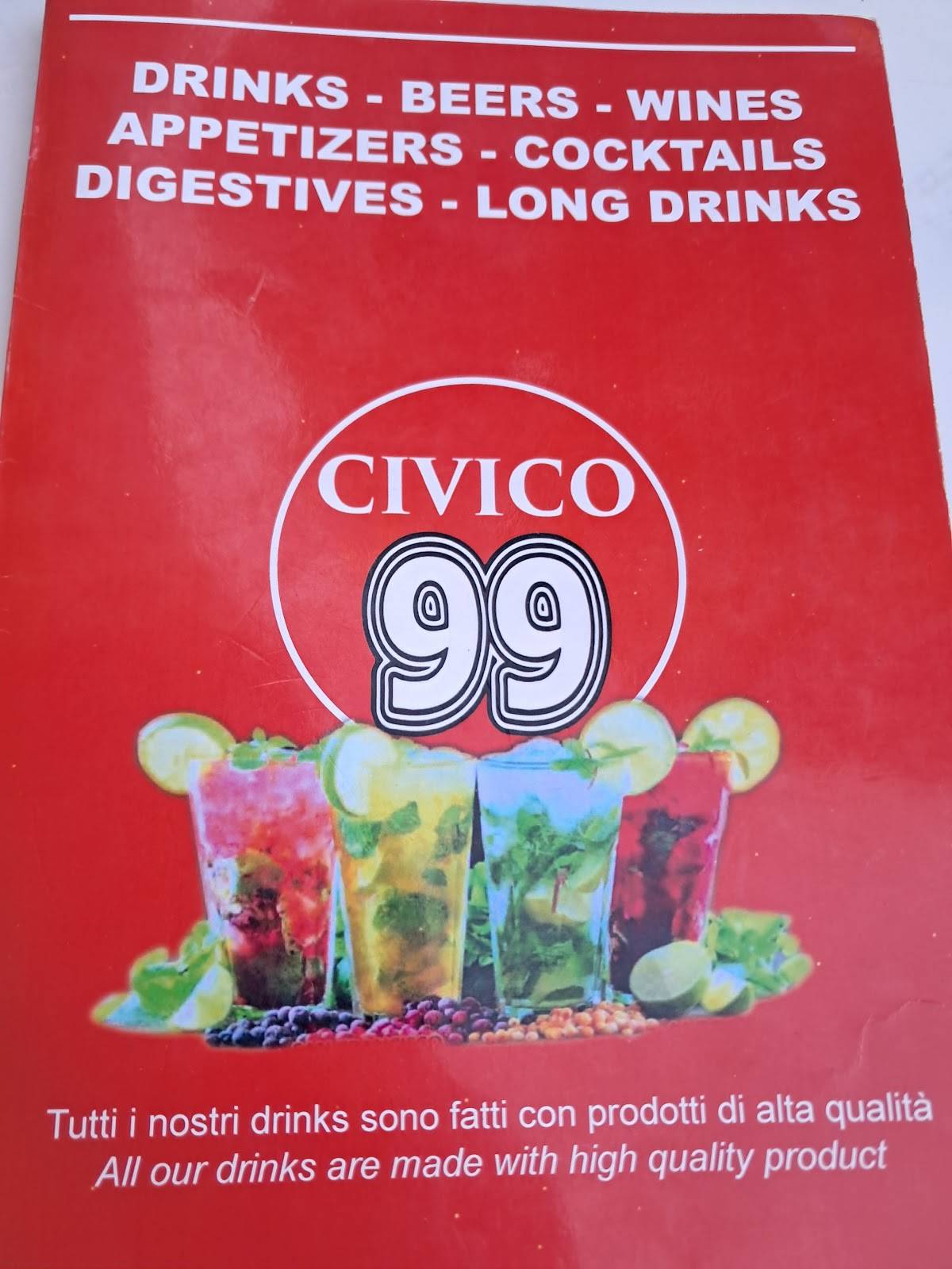 Civico 99 меню