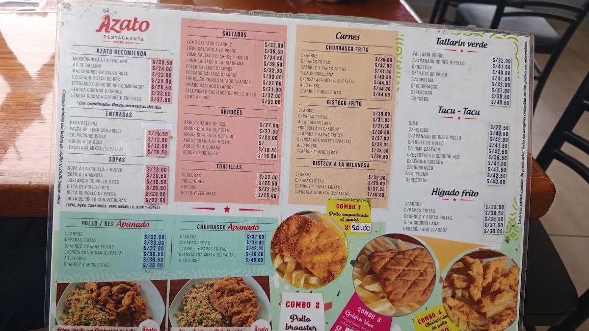 Comida Criolla Restaurante Azato Menú меню