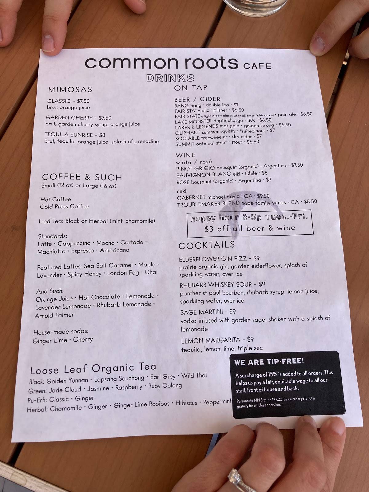 Common Roots Cafe меню