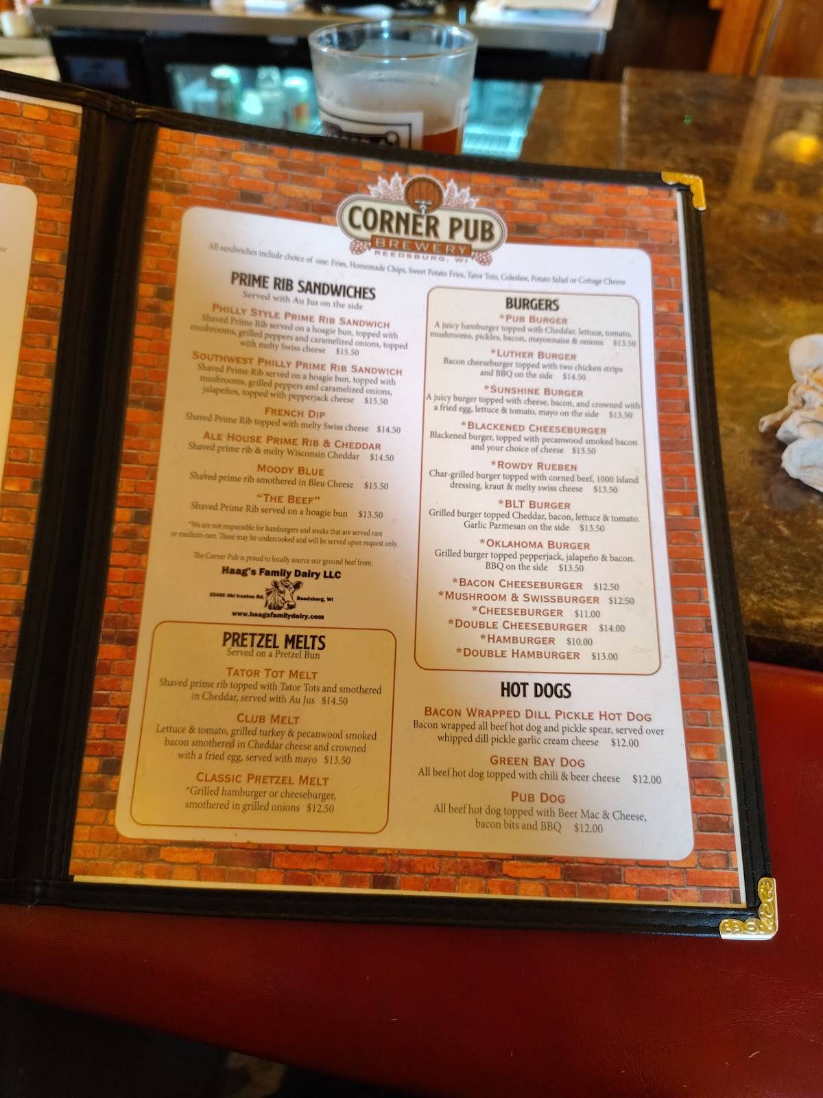 Corner Pub Brewery меню