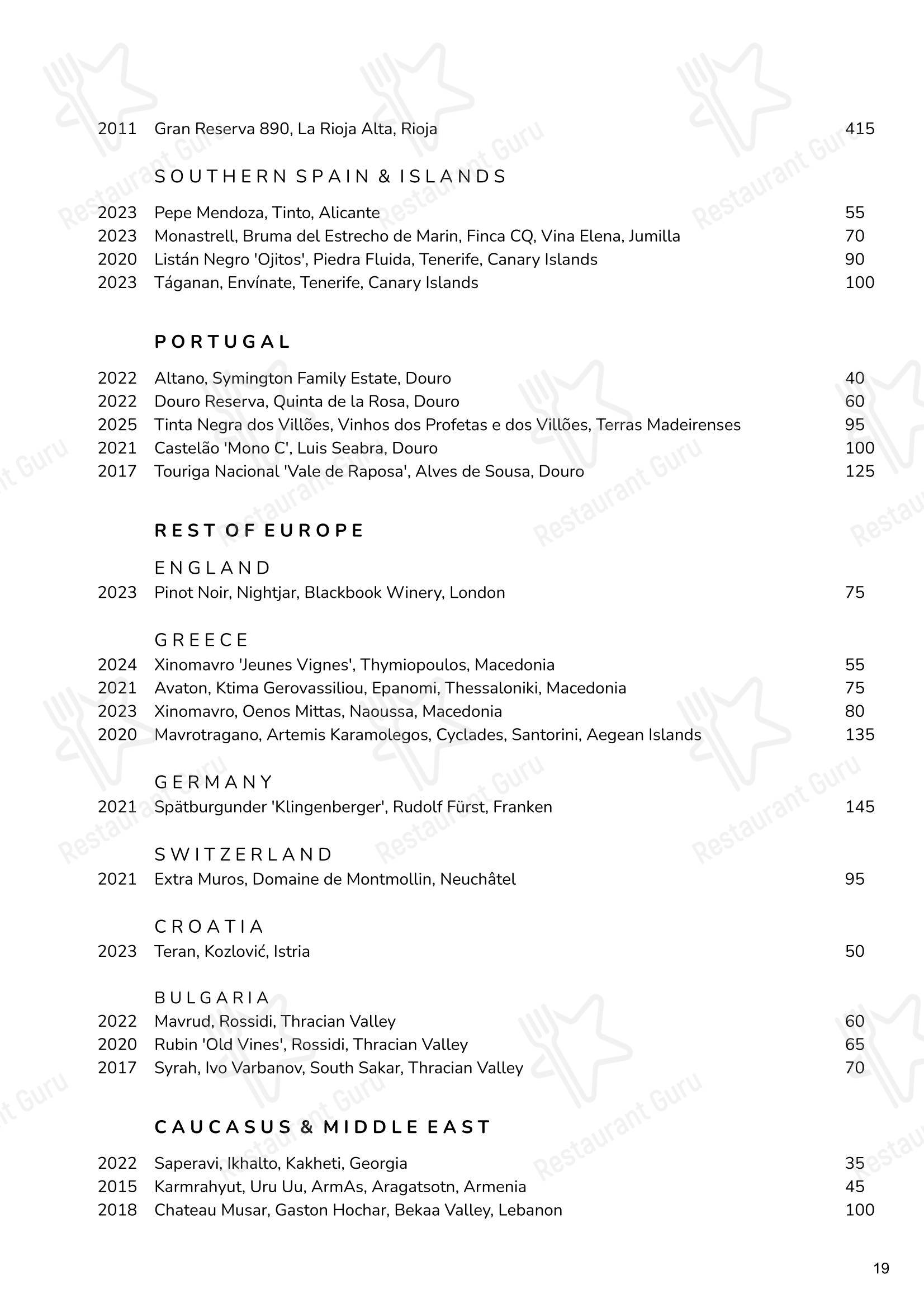 Restaurant Menu ресторана Cornus