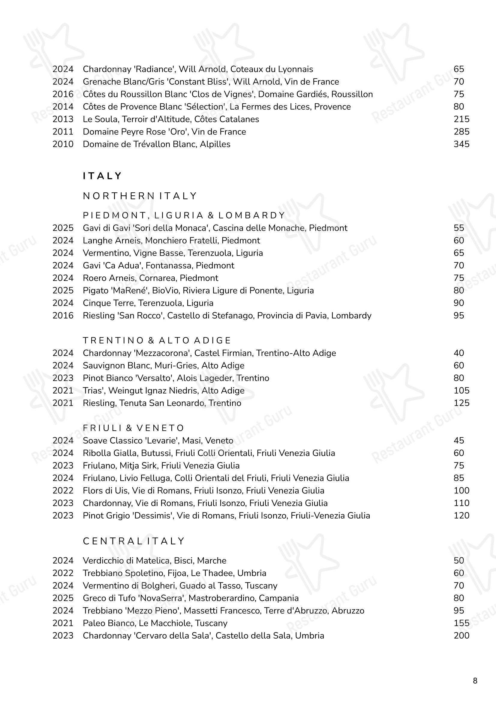 Restaurant Menu ресторана Cornus