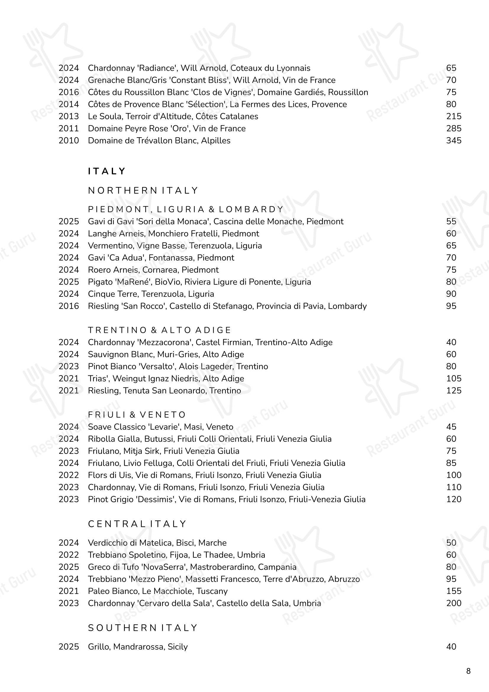Меню ресторана Cornus - Menu bistro