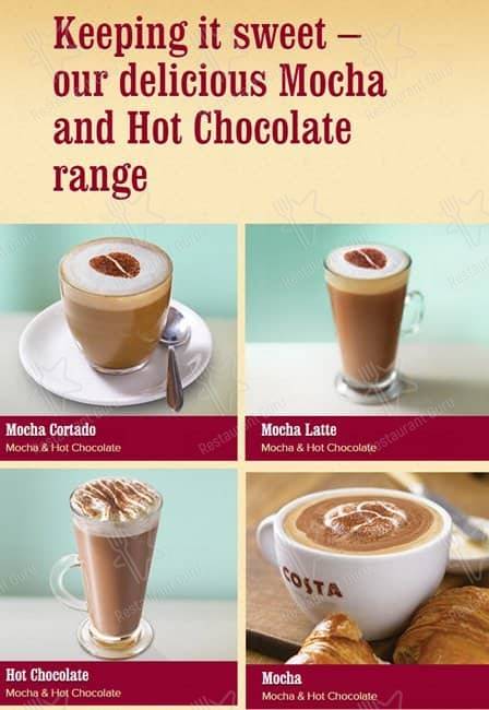 Costa Coffee меню