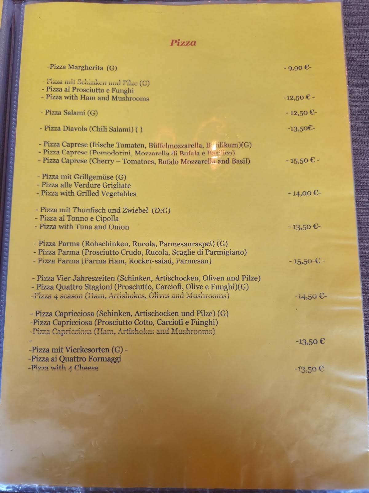 Trattoria Pizzeria Da Rocco меню