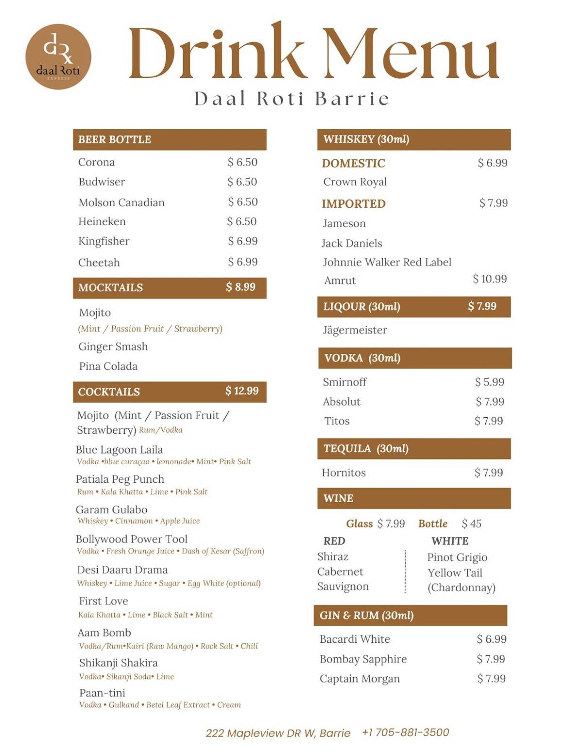 Daal Roti - Barrie меню