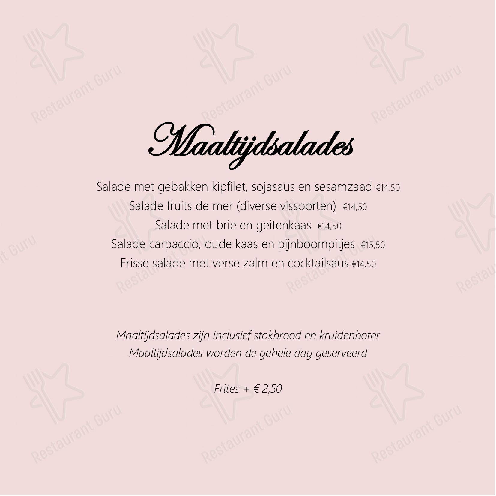 Меню ресторана De Beukelaer в Roggel