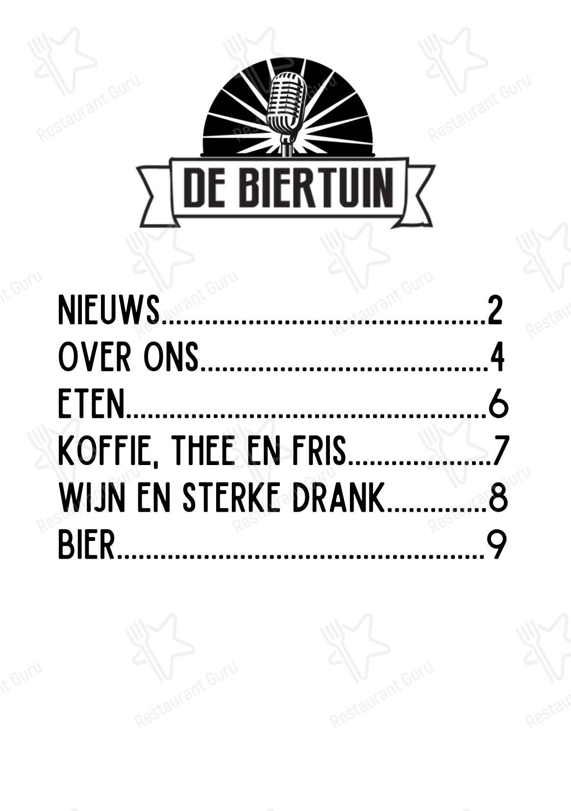 Меню паба и бара De Biertuin / Poppels Podium в Равелсе