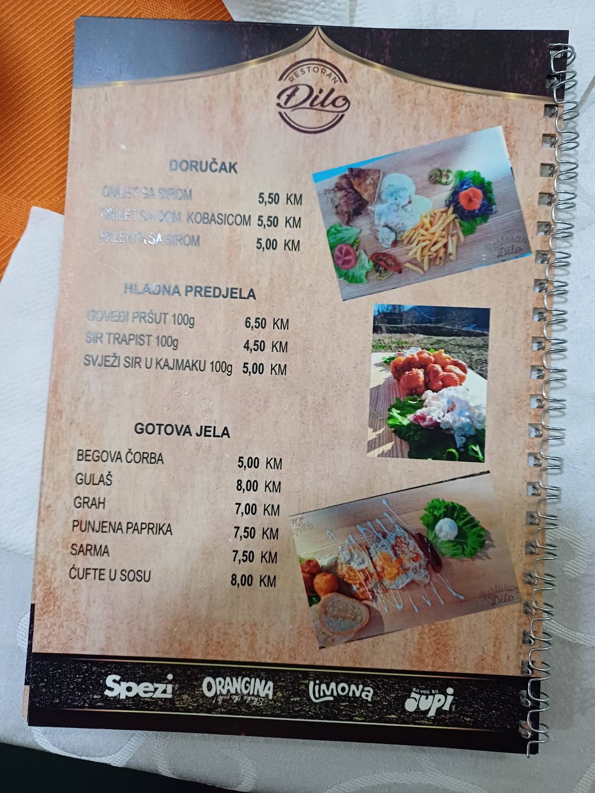 Restoran Đilo меню