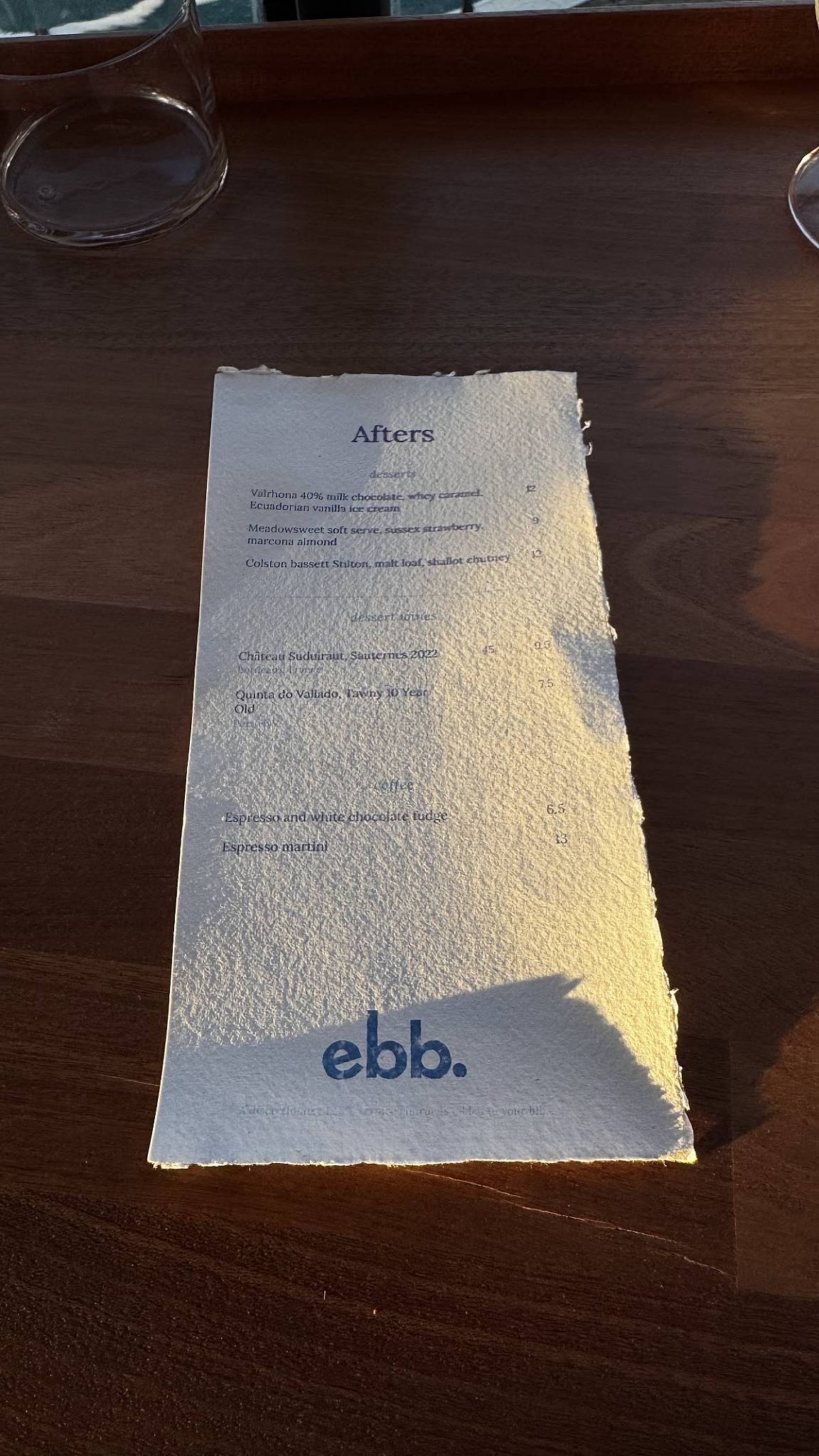 Ebb меню
