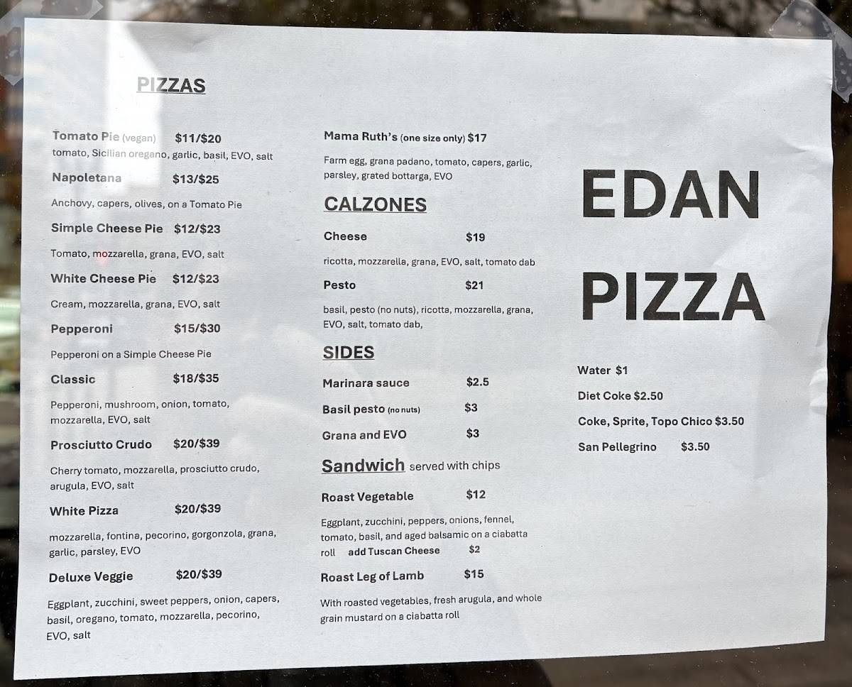 Edan Pizza меню