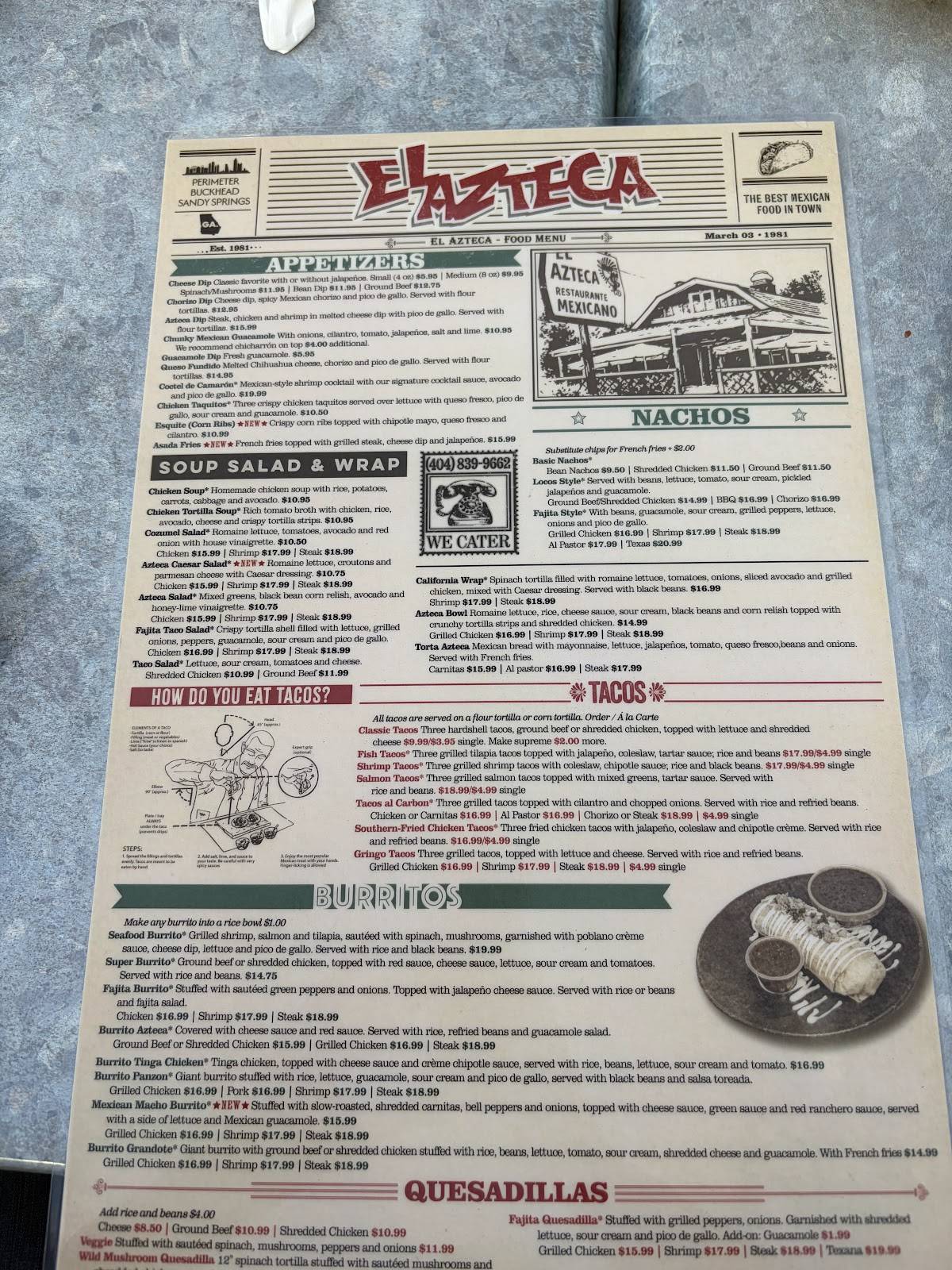 El Ázteca меню