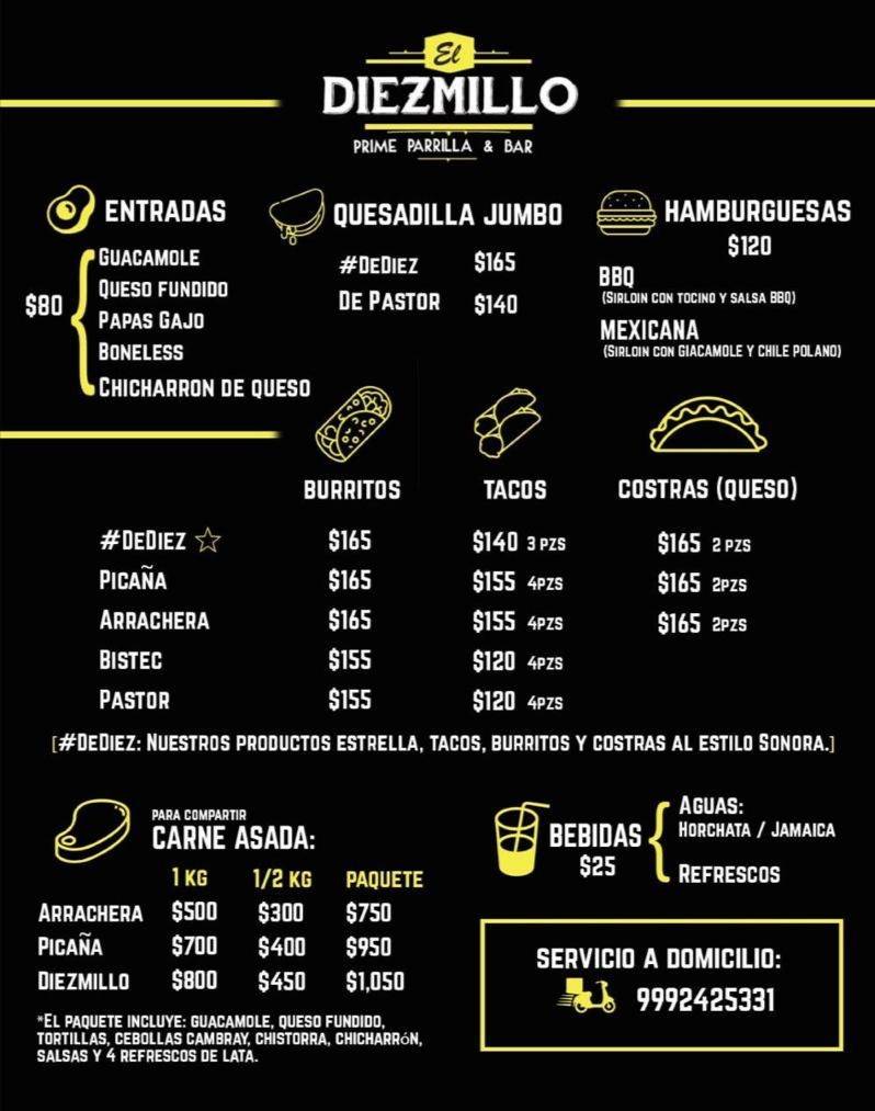 El Diezmillo меню