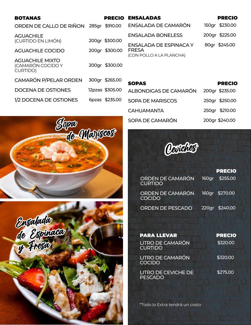 El Güero Rocha Restaurante меню