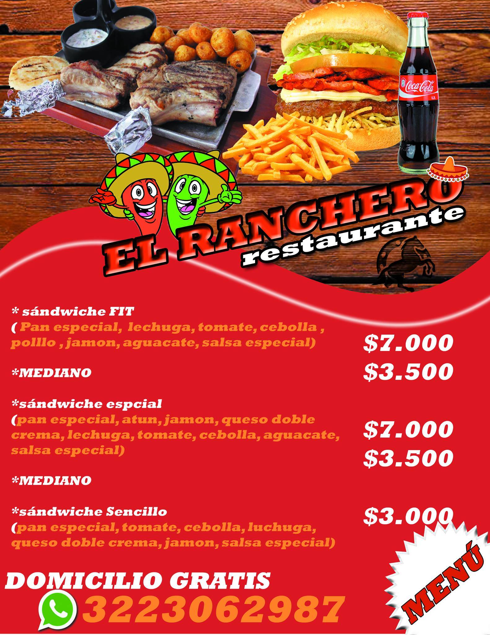 El Ranchero Restaurante меню