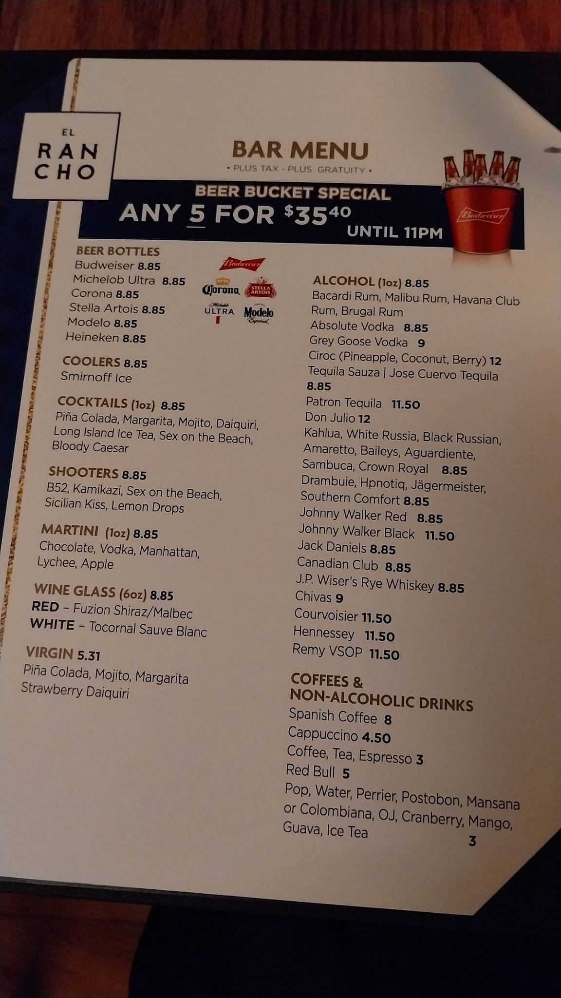 El Rancho Restaurant меню