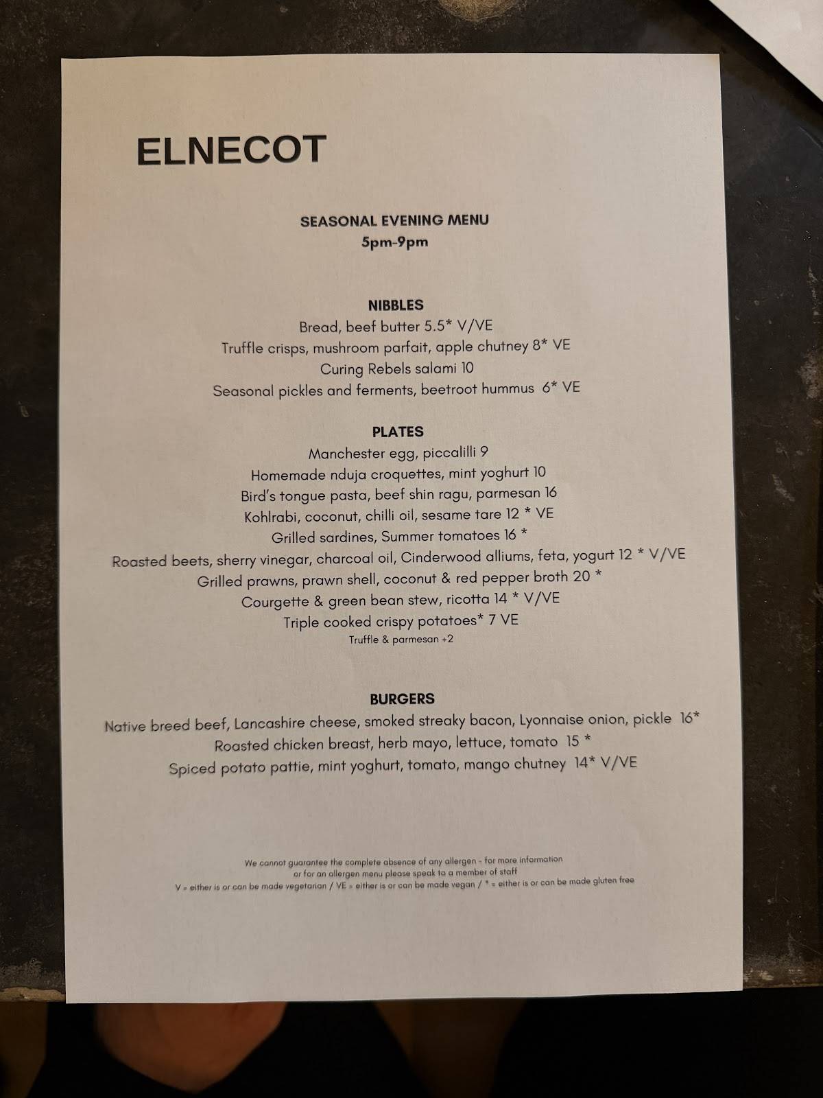 Elnecot меню