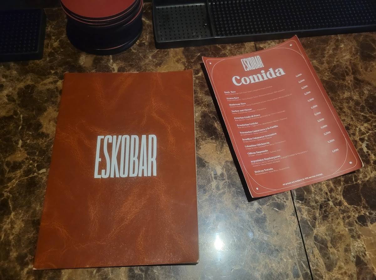Eskobar Colombo меню