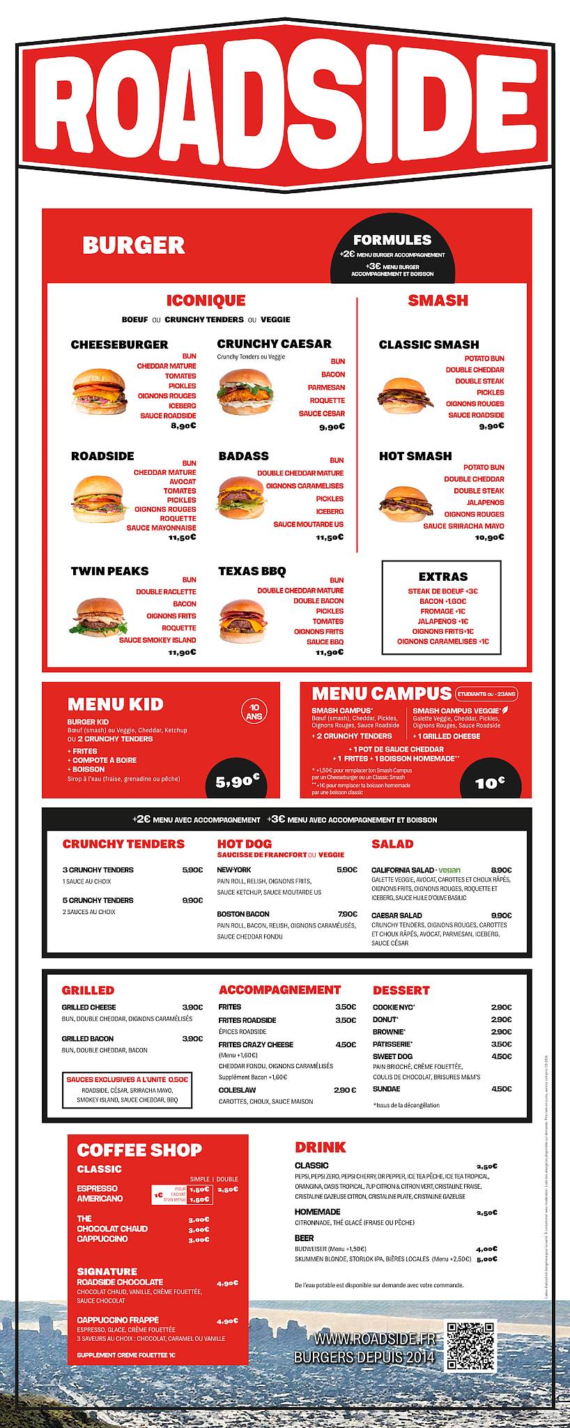 Roadside Burger Restaurant Rennes меню
