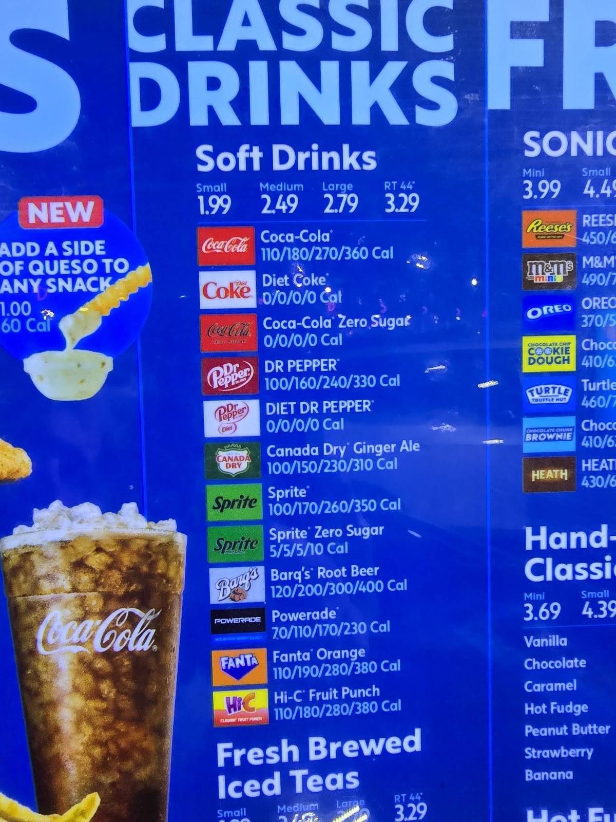 Sonic Drive-In меню