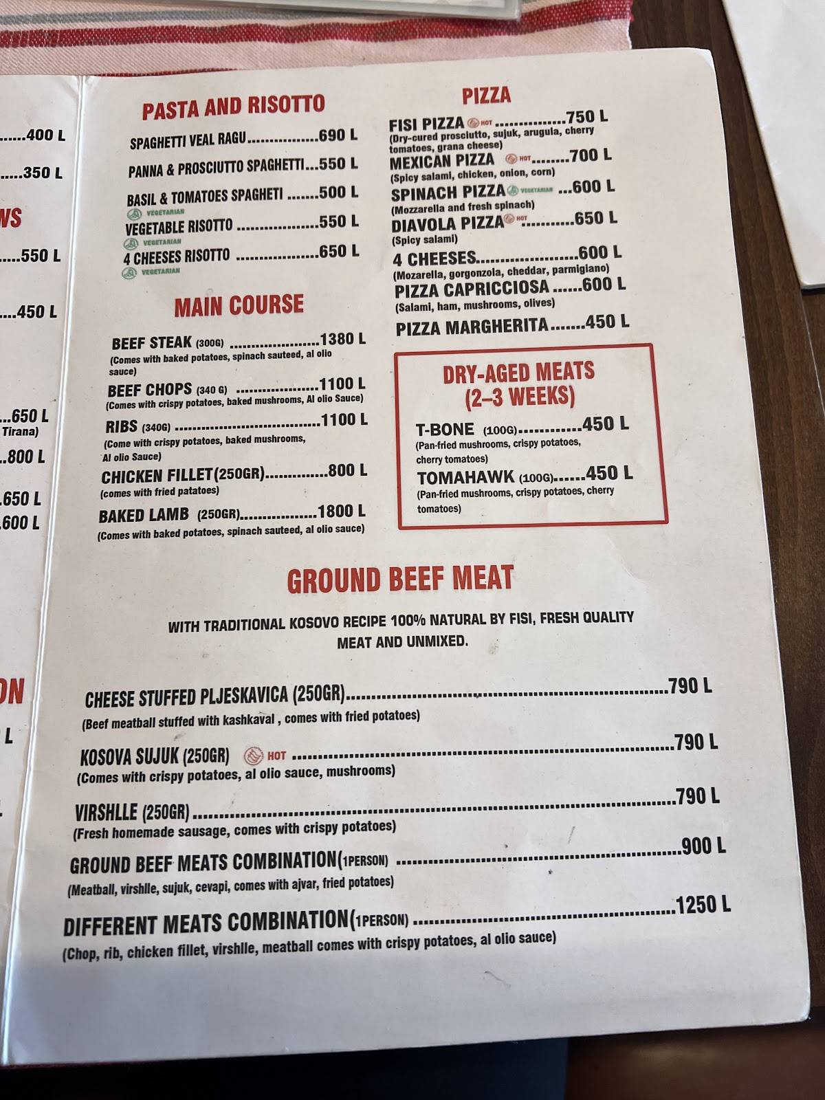Fisi Restaurant - Traditional Food меню