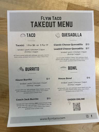 Flyin Taco меню