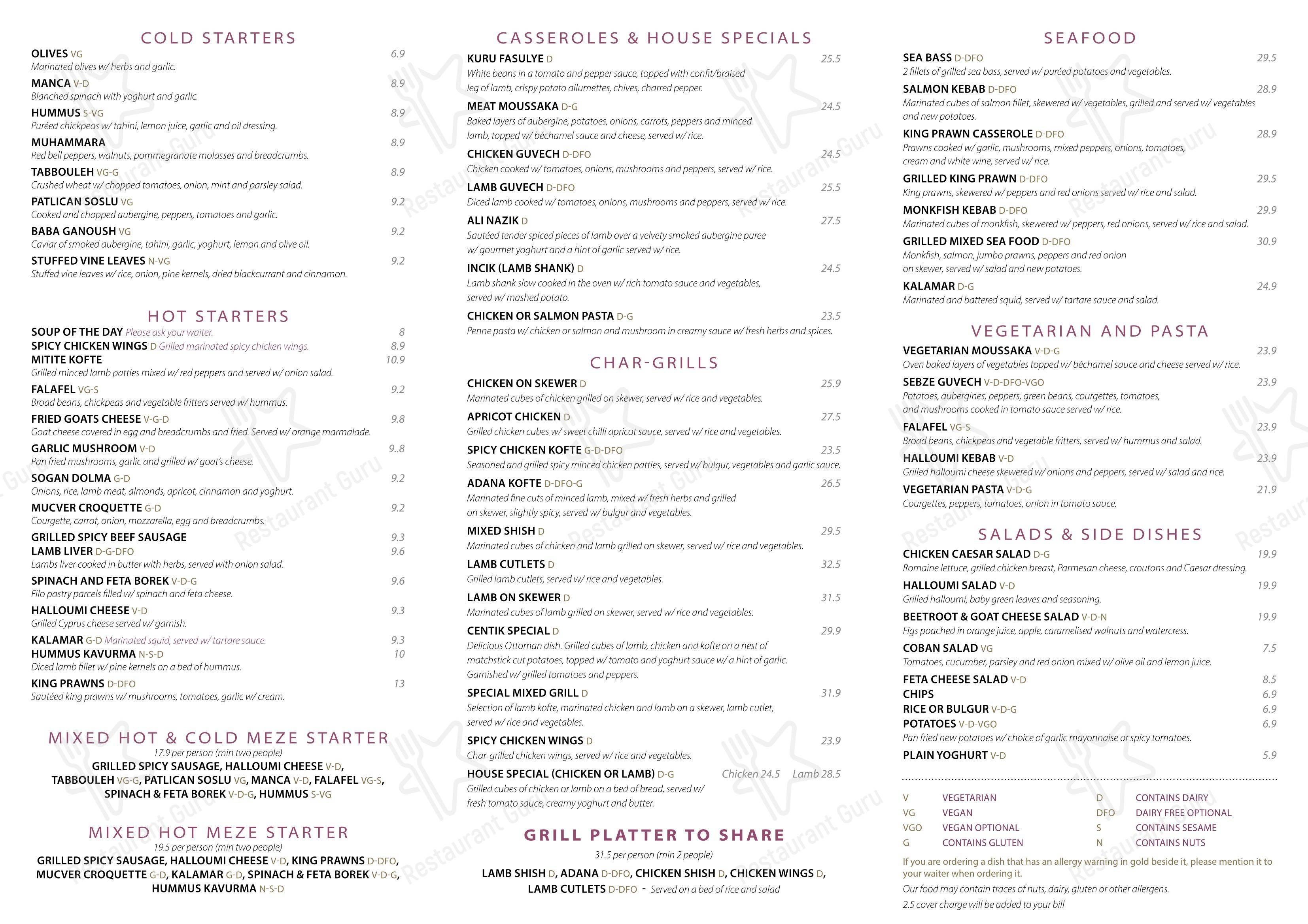 Меню напитков ресторана Fora Restaurant в Лондоне