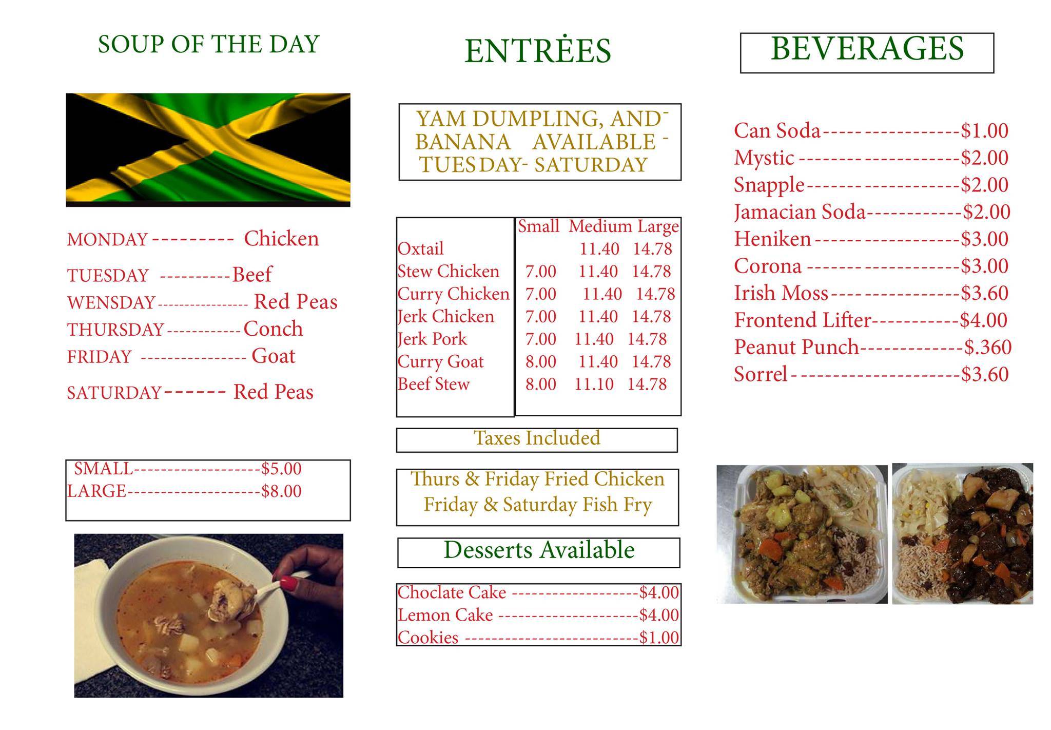 Front Line Jamaican Restaurant меню