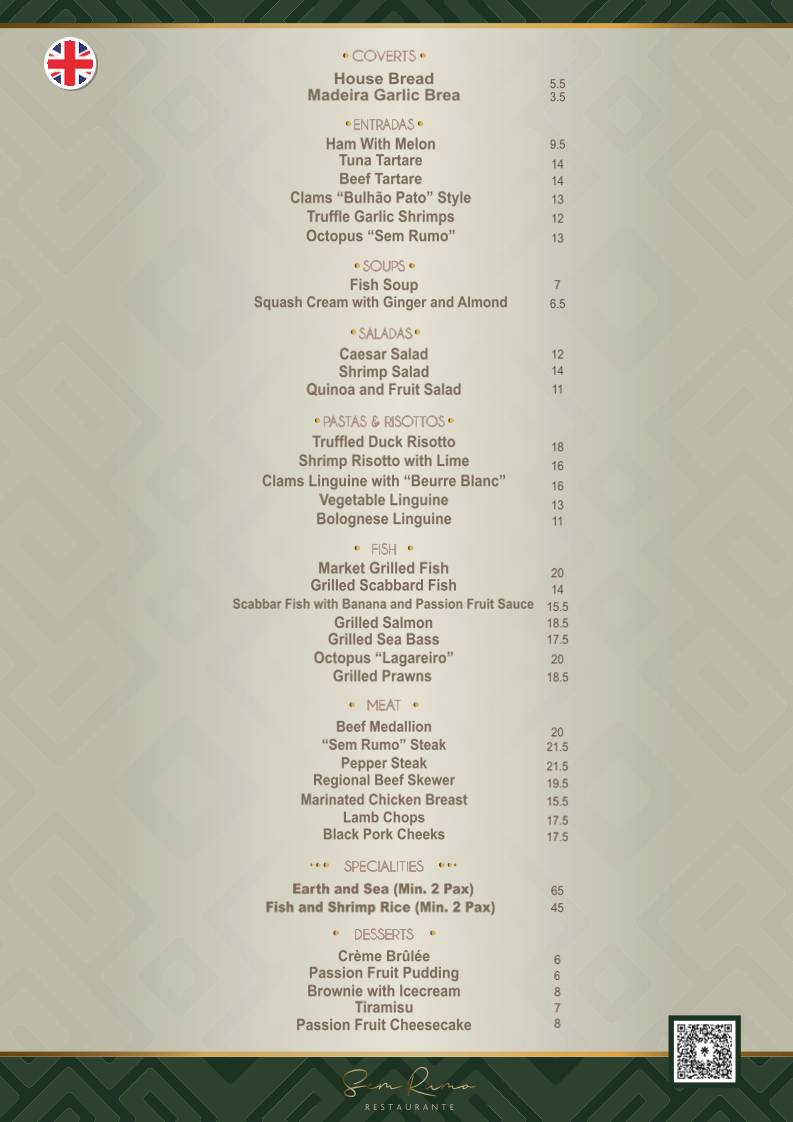 Sem Rumo Restaurant меню