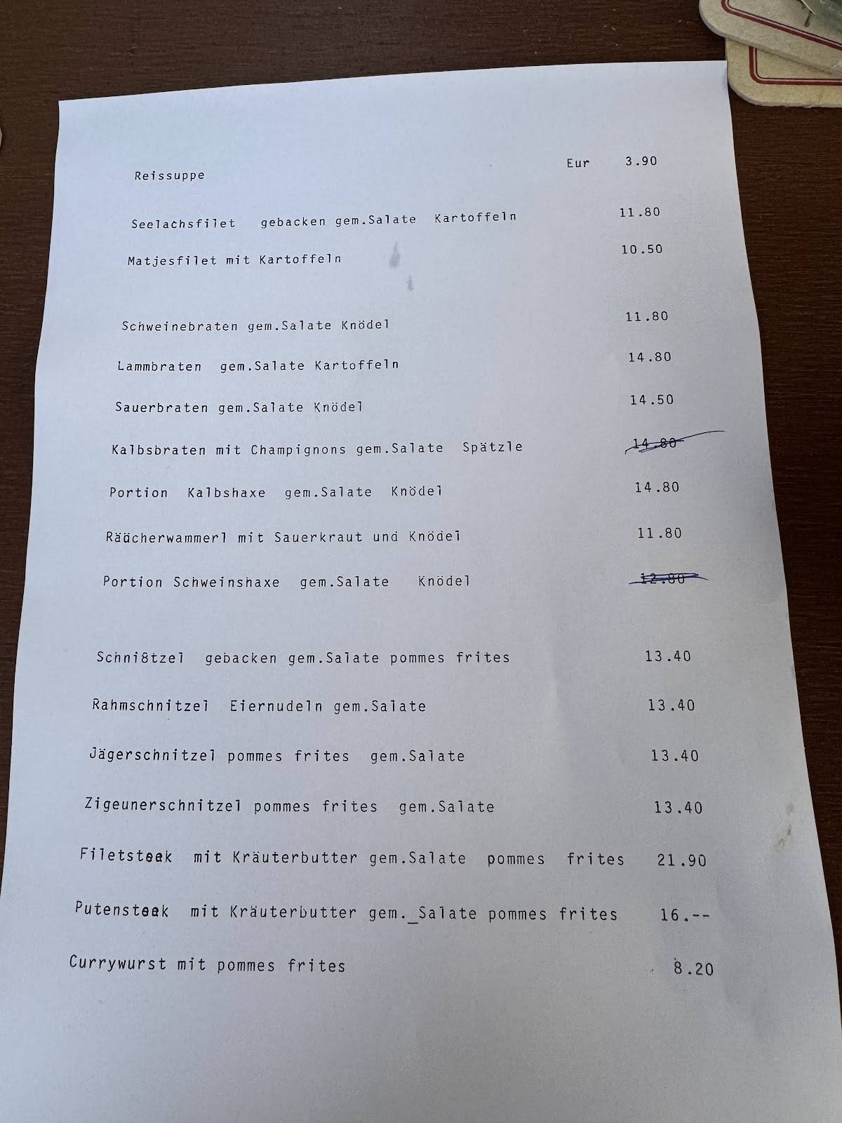 Gasthaus & Metzgerei Alter Wirt меню