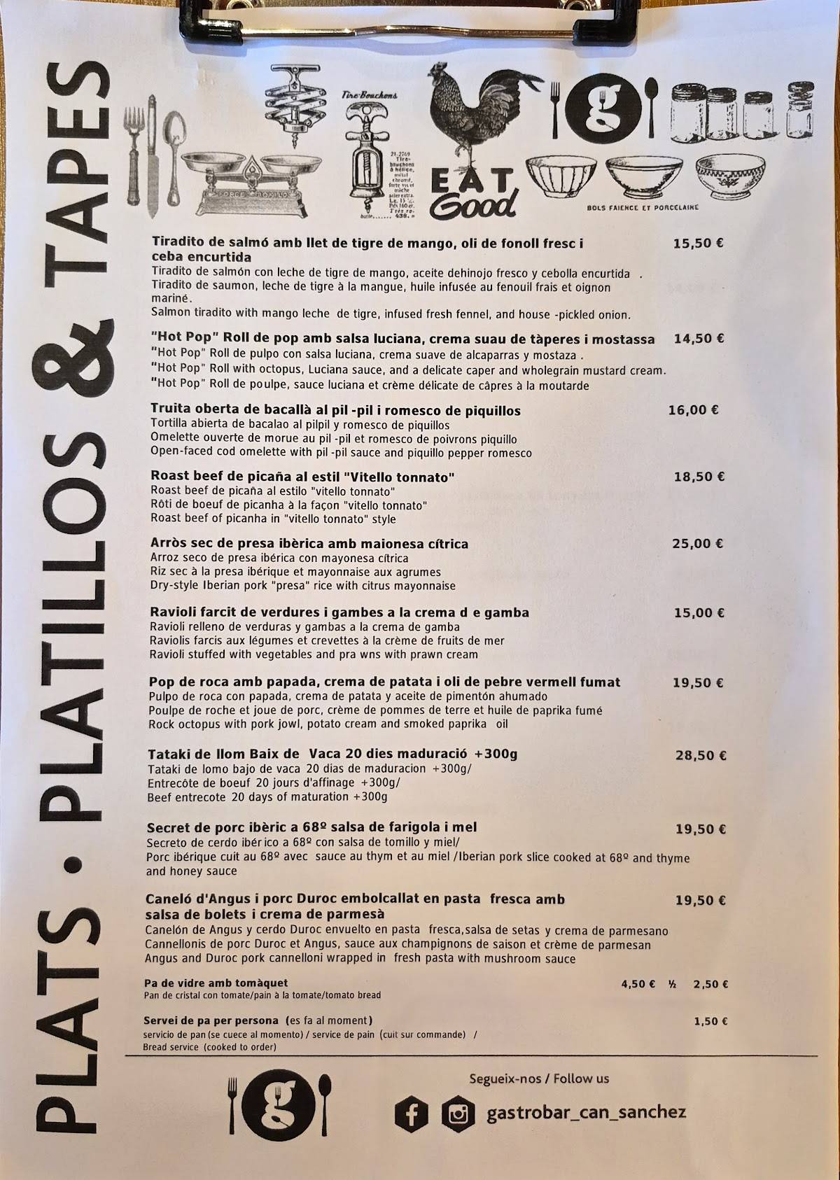 Gastrobar Can Sanchez меню