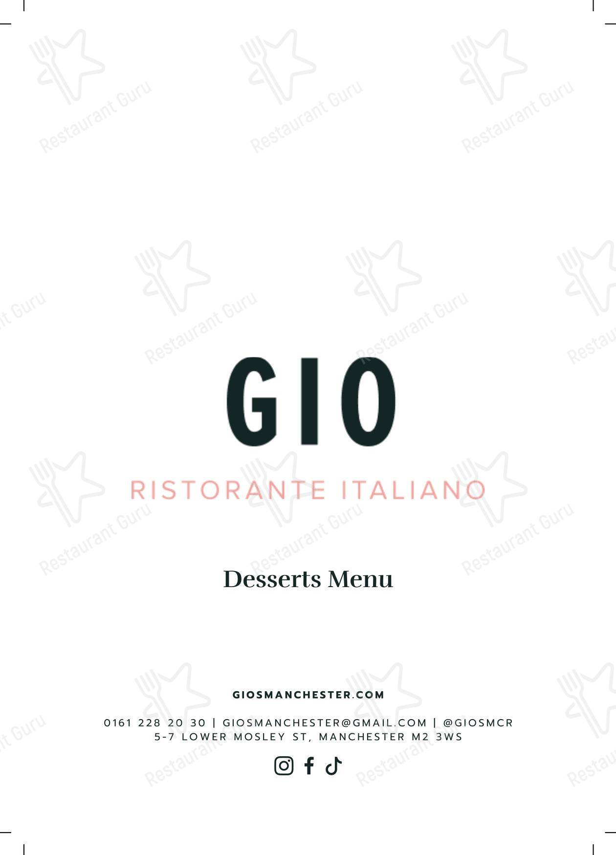 菜单 ресторана Gio Ristorante