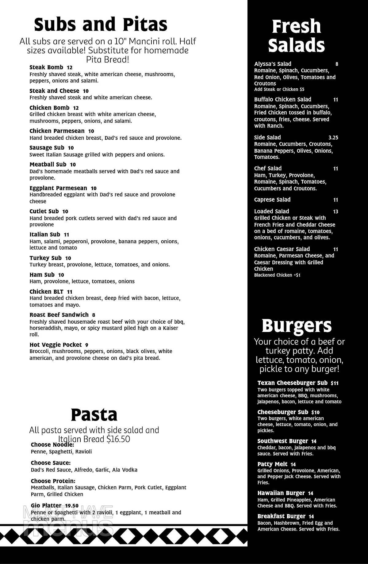 Giovanni's Pizza and Catering меню