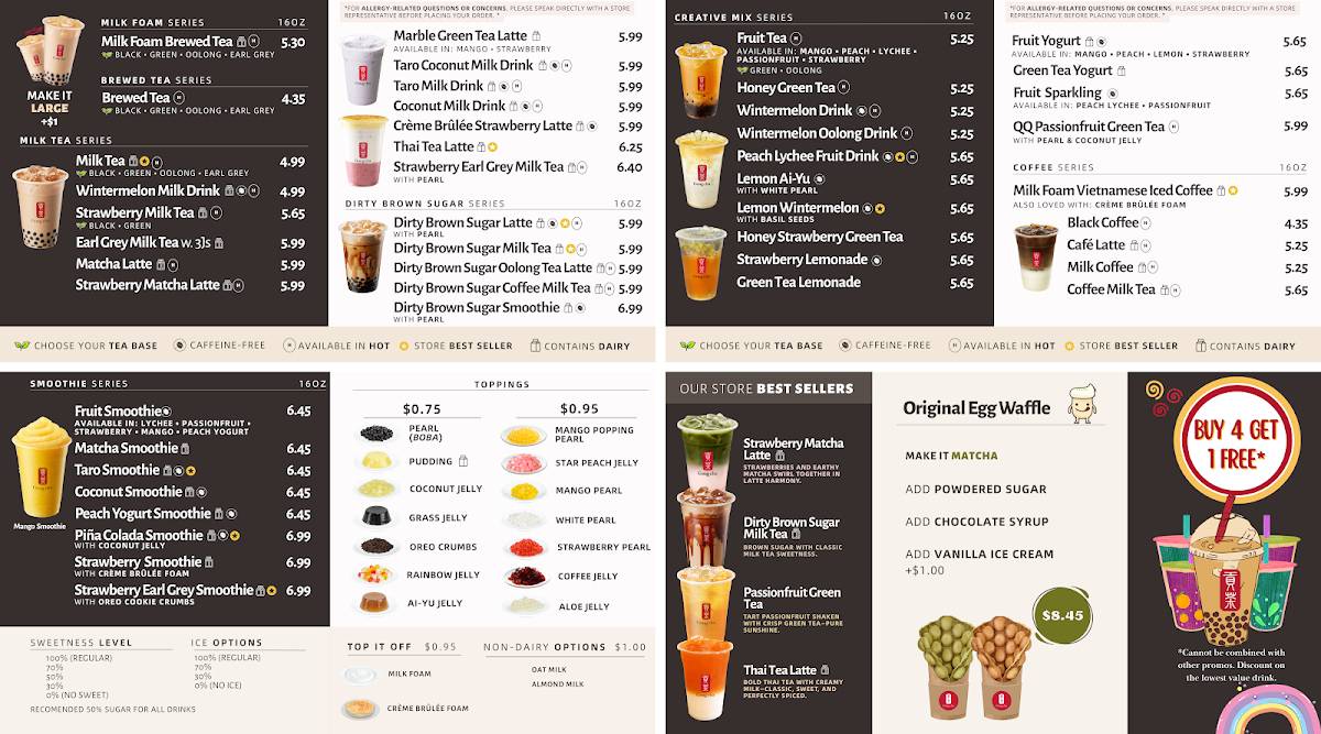 Gong Cha Springfield меню