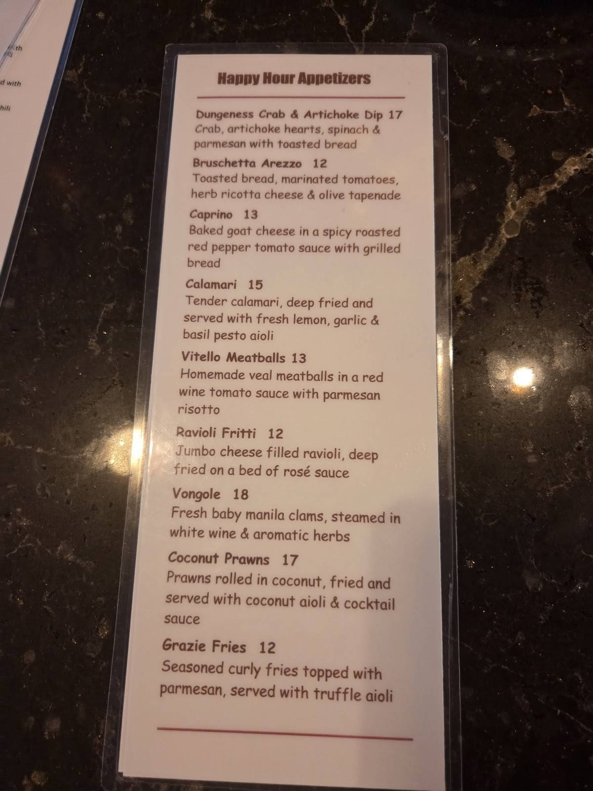 Grazie Ristorante Italiano меню