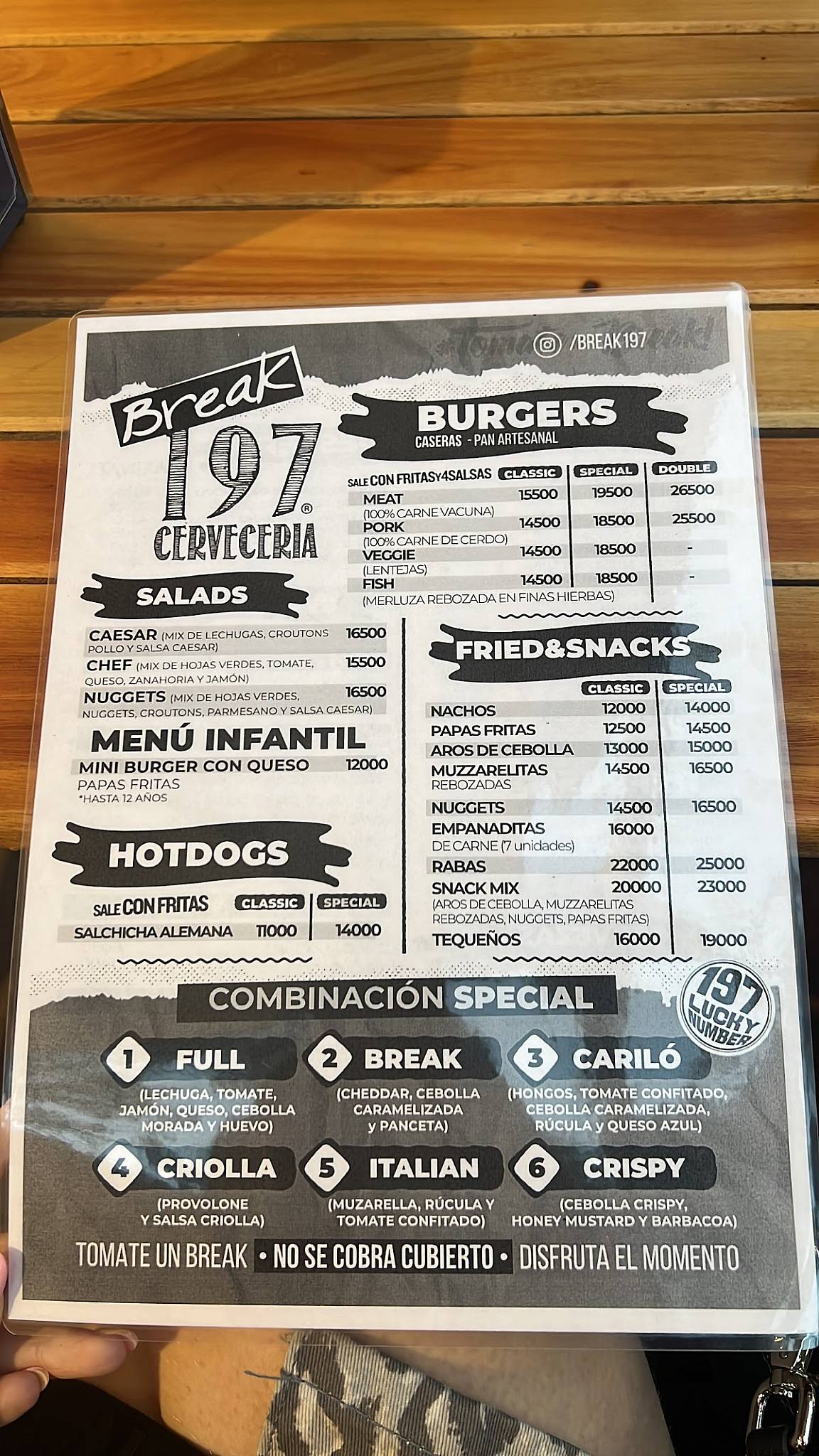 Hamburguesería Break 197 меню
