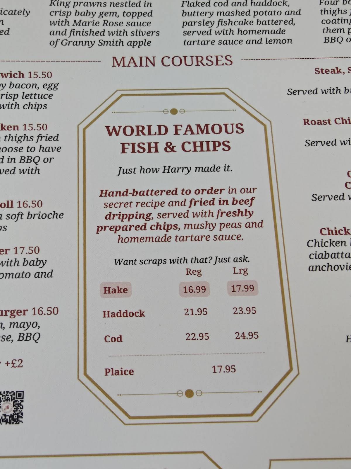 Harry Ramsden's меню