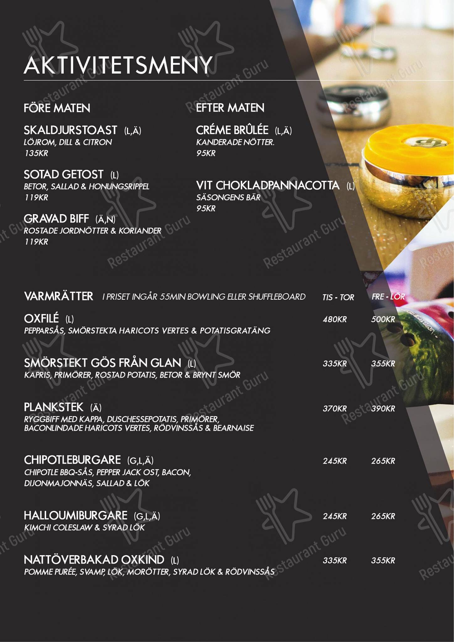 Lunch Menu ресторана Restaurant Hugo в Норрчёпинге