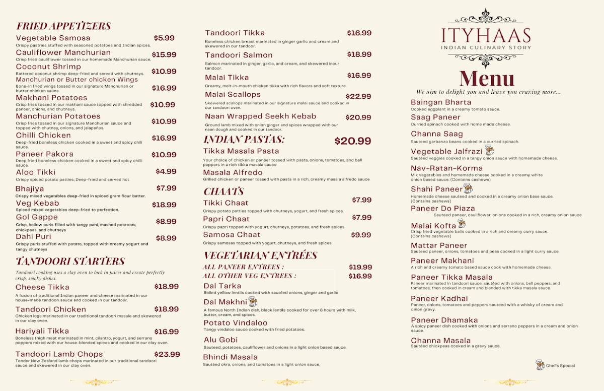 Ityhaas - Authentic Indian Restaurant меню