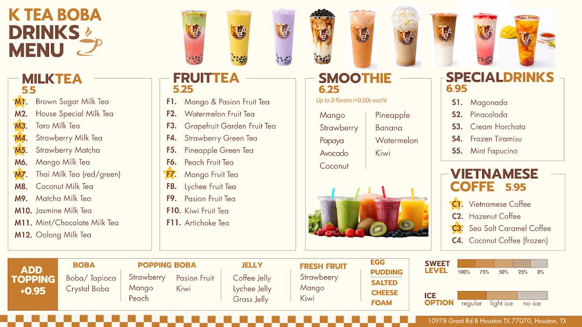 K Tea Boba меню