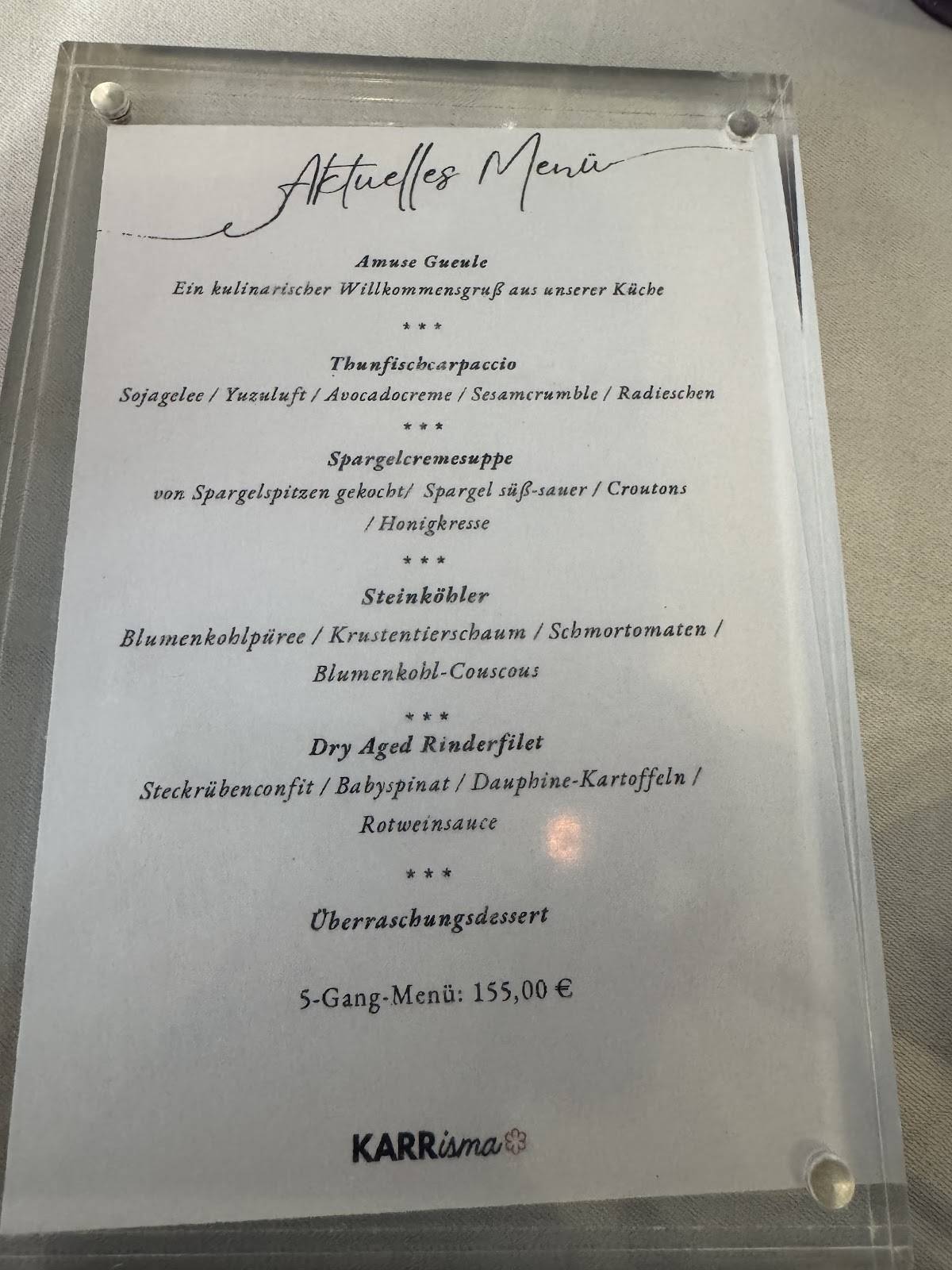 KARRisma fine dining меню
