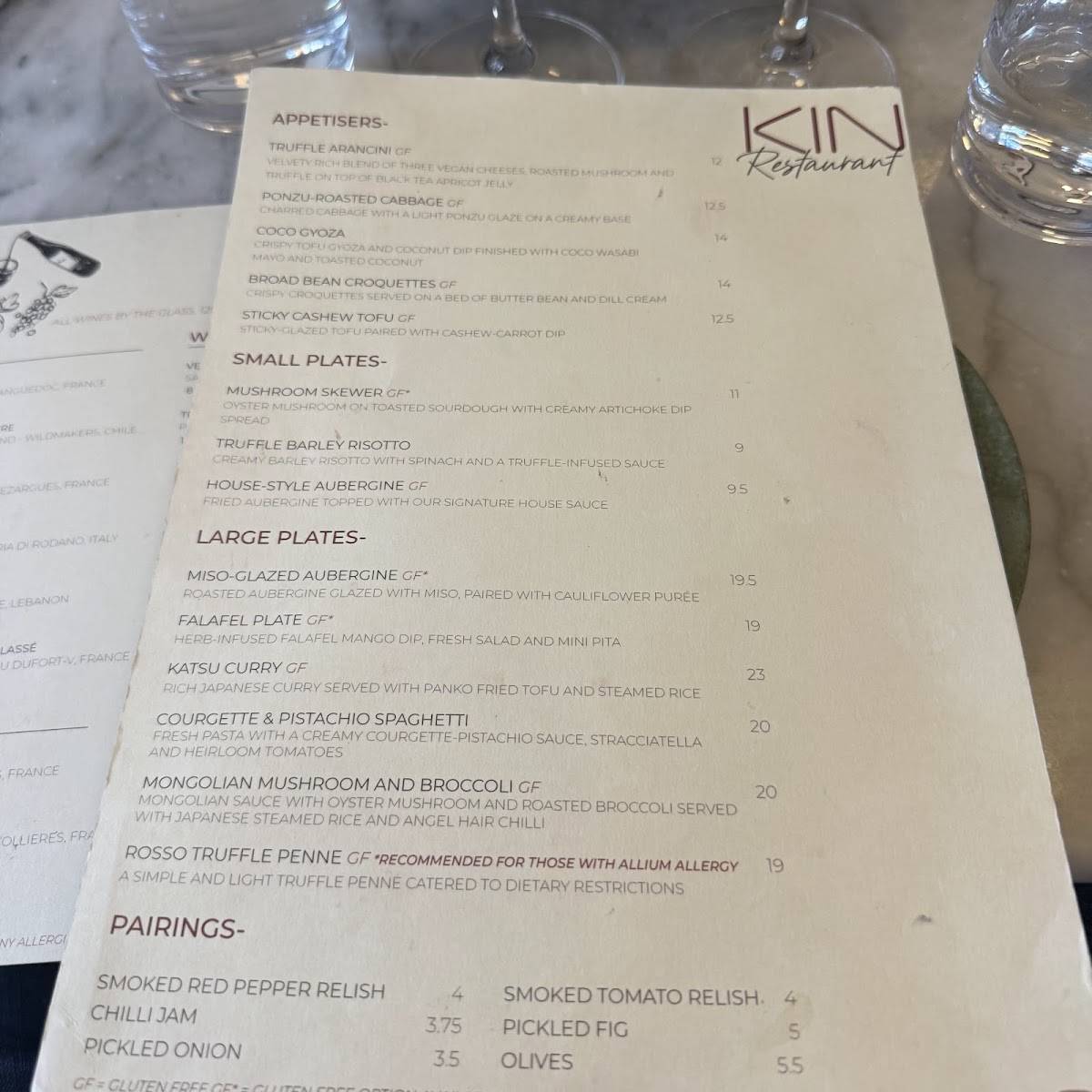 KIN Cafe меню