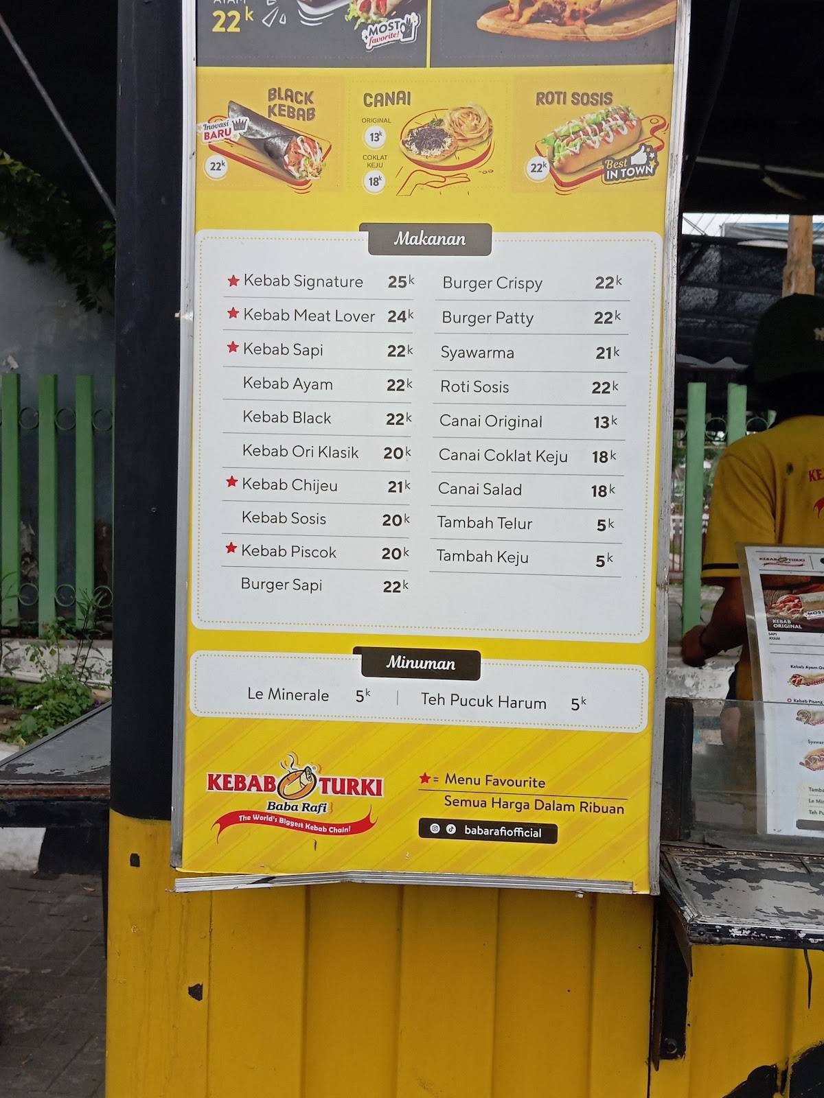 Kebab Turki Baba Rafi - SPBU Godean KM 7,8 (Gesikan Klajuran) меню