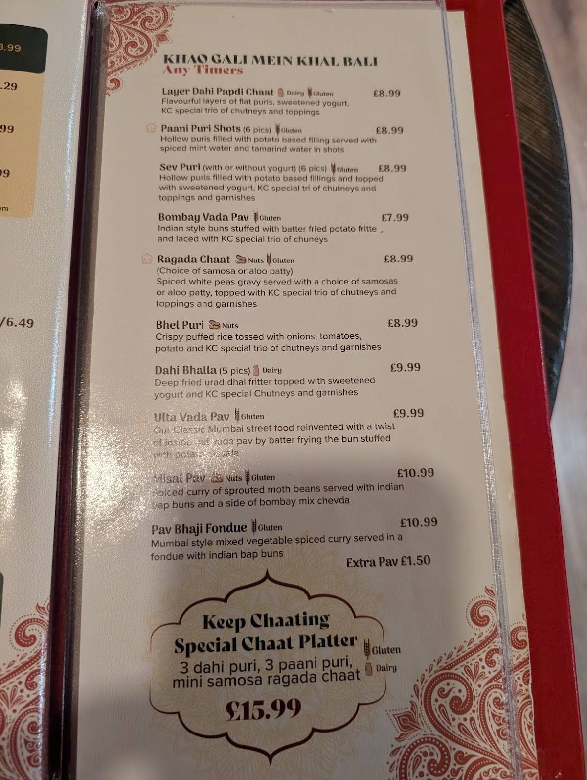 Keep Chaating Indian Vegetarian Restaurant меню