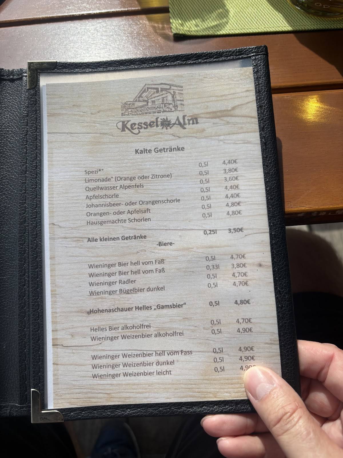 Kessel-Alm меню