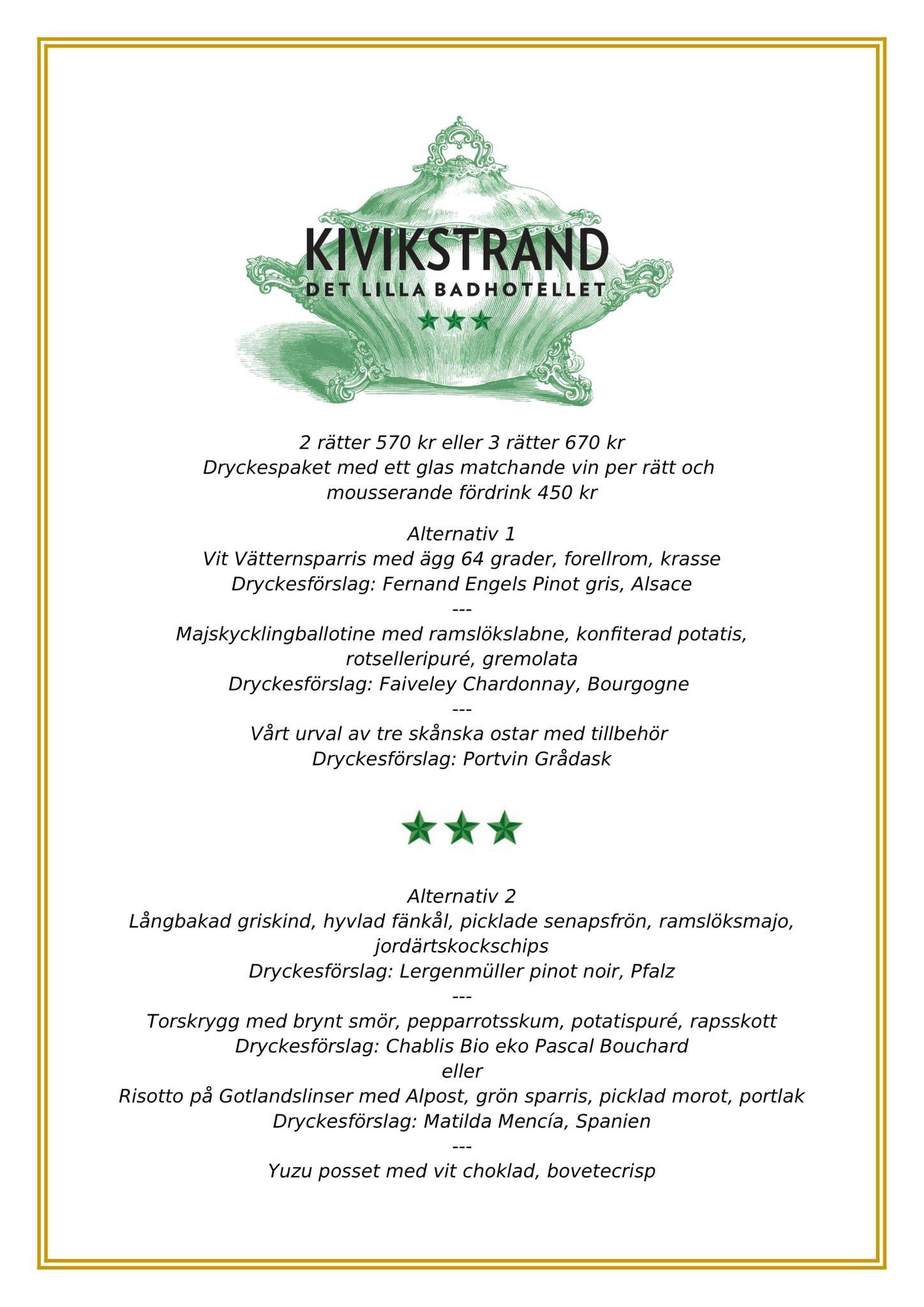 Kivikstrand badhotell меню